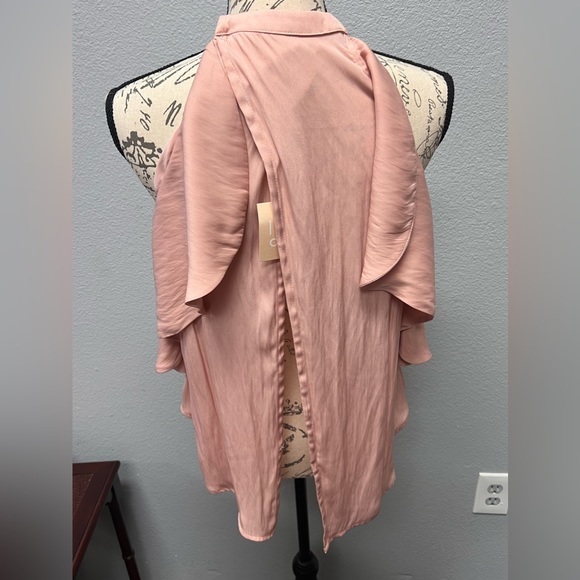 Luxe Deluxe NWT Look Twice Cold Shoulder Ruffle Top in Blush Size 2 - Picture 3 of 12